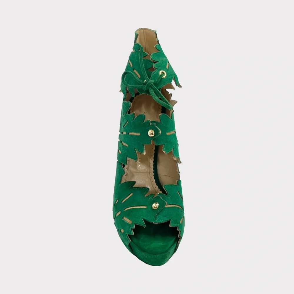 Charlotte Olympia Eve Green Tropical‎ Leaf Heels